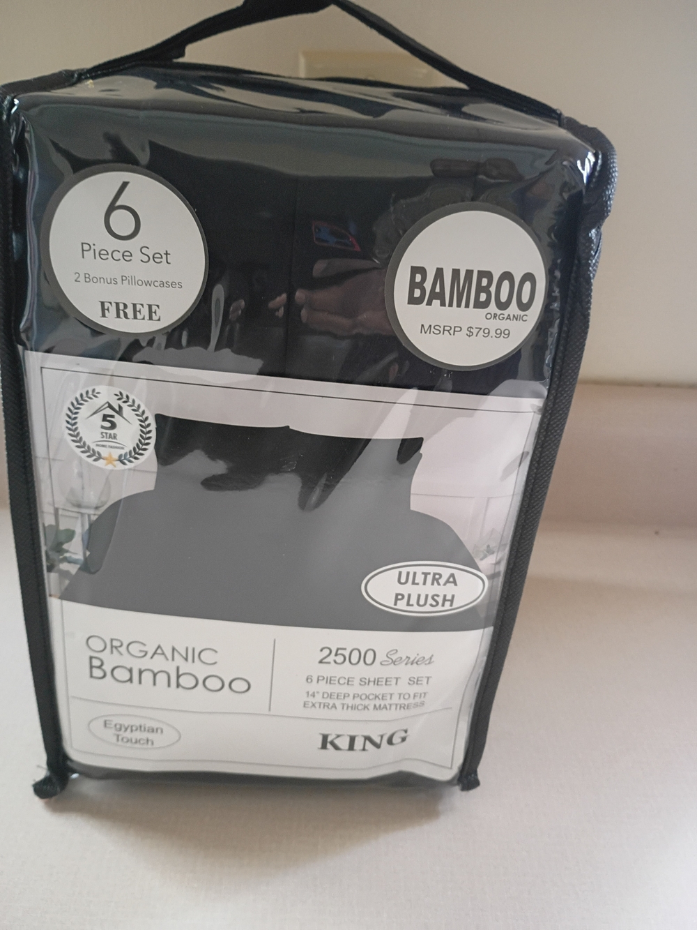 BAMBOO Organic King Sheet Set in Black and White